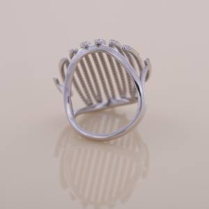 Bague de cocktail de luxe à large bande, en or blanc 9K et or jaune, avec diamants ronds multi-rangs - Product Image 4