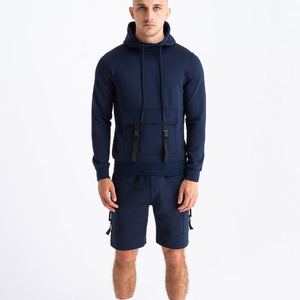 Pull-over athlétique personnalisé pour hommes, ensemble court à capuche délavé à l'acide avec blocs de couleurs, vêtements d'entraînement, survêtement imprimé au design personnalisé - Product Image 1