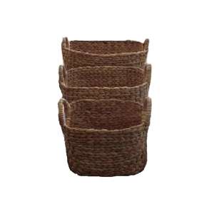 Boîtes de rangement pour hôtel durables, ensemble de 2, multifonctionnelles, en jacinthe d'eau naturelle, modernes, écologiques, paniers carrés - Product Image 2