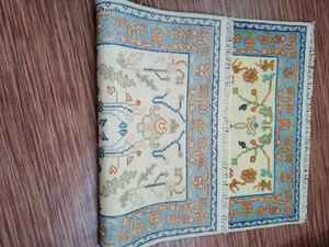 Vintage Style <b>Ivory</b> Prayer Mat 4x6 - Fine Wool Floral Motifs Hand-Knotted - Product Image 4
