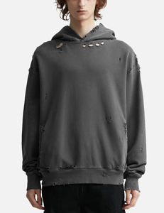 เสื้อฮู้ดผู้ชายแบบวินเทจทำจากผ้าฝ้ายเทอร์รี่ฝรั่งเศสแบบรูดซิปเป็นกรดซีดจาง - Product Image 1