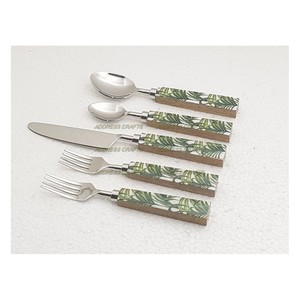Ensemble de couverts en acier inoxydable 18/8 poli miroir avec poignée en pierre créative Argenterie Best Seller 5 Pcs Couverts Vaisselle - Product Image 3