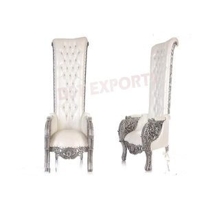 Conjunto de silla de trono de respaldo alto de boda de diseñador, conjunto de silla de novio de novia francesa para boda hindú, sillas de ceremonia de compromiso indias - Product Image 4