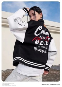 แจ็กเก็ตขนสัตว์ทีมตัวแทนฮิปฮอปสตรีท Y2K ย้อนยุคปักโลโก้ด้านหน้าผ้าไนลอนสำหรับฤดูหนาว - Product Image 5