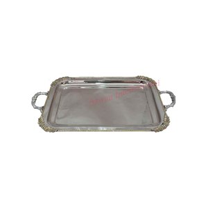 Plateau de service en laiton fait main, écologique, motif floral, avec emballage personnalisé, fabriqué en Inde pour restaurants et hôtels – Vente chaude - Product Image 6