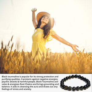 กำไลข้อมือลูกปัดทัวร์มาลีนคริสตัลสีดำธรรมชาติขนาด8มม. ทำด้วยมือสำหรับผู้หญิงผู้ชายเครื่องประดับอัญมณีรักษาแบบยูนิเซ็กส์ - Product Image 5