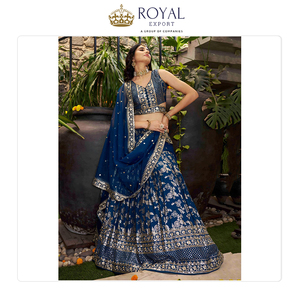 คอลเลกชันชุดแต่งงานดีไซน์ไม่ซ้ำใครเสื้อผ้าอินเดียแบบดั้งเดิม georgette lehenga choli - Product Image 3