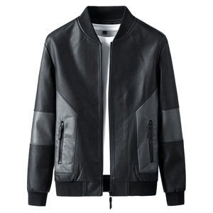 Veste en cuir élégante pour homme d'hiver avec logo sur le devant, couleur personnalisée et design coupe-vent - Product Image 1