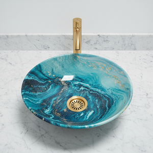 Motif abstrait rond en métal comptoir Art évier luxe Vintage Design dessus de table salle de bain salle de bain bassin usine en gros - Product Image 2