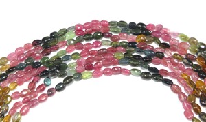 Cuentas de forma ovalada lisas de turmalina múltiple Cuentas de turmalina multicolor naturales 7x4mm Cuentas de piedra de 13 pulgadas - Product Image 4