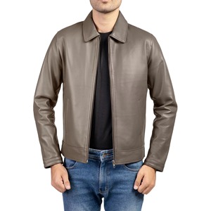 Dernière conception confortable de haute qualité en peau de mouton col rabattu hommes mode veste en cuir avec manches complètes - Product Image 6