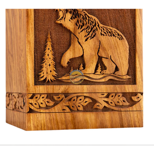 Ayaans ไม้โรสวูดแกะสลักด้วยมือไม้กล่องใส่โกศสำหรับผู้ใหญ่ขี้เถ้าโกศเผา (6X6X11) ขายส่ง - Product Image 6