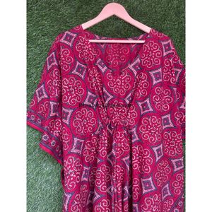 Wholesale Lot Indian Cotton Ajrakh <b>Kaftan</b> Floral Maxi Caftan Dress <b>for</b> Summer Sleepwear & <b>Beach</b> Night Wear Woven Lace Decoration - Product Image 2
