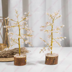 Árbol de cristal curativo de cuarzo rosa de diseño artesanal con 100 chips para decoración del hogar a precio de mayoreo - Product Image 1