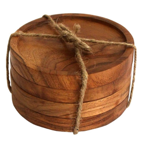 Posavasos de grano de madera de acacia natural, juego de 7 posavasos de tamaño personalizado con soporte para artículos de decoración de mesa, venta al por mayor de Vietnam - Product Image 2