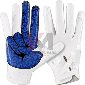 Gants de football américain en silicone premium avec logo personnalisé, design antidérapant à doigts complets - Product Image 1