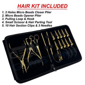 Kit Completo de Herramientas de Acero Inoxidable para Extensiones de Cabello, Alicates para Microperlas, Gancho de Bucle, Tijeras y Pinzas de Seccionamiento con Estuche - Product Image 2