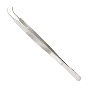 Gerald Micro Tissue Forceps 18cm Curved 1,5mm Tip con 1x2 Dientes Fórceps quirúrgicos juego dental instrumentos quirúrgicos - Product Image 1