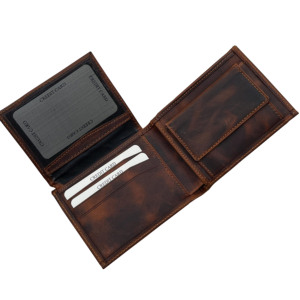 Portefeuille court en cuir véritable pour homme, fabriqué à la main, élégant, de haute qualité, luxueux, en cuir huilé ciré, avec protection RFID, écologique - Product Image 6