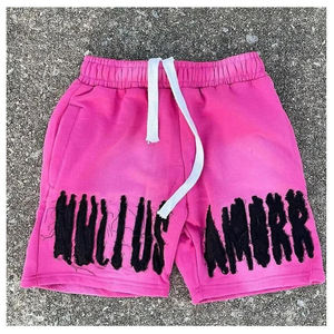 Pantalones cortos desteñidos con Sol Azul de calidad real con diamantes de imitación, pantalones cortos de lavado bordados desgastados con estampado personalizado - Product Image 3