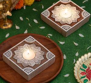 ที่วางเทียนทีไลท์ทำจากไม้ธรรมชาติสำหรับสปาและพื้นที่ทำสมาธิของตกแต่งเทศกาลคริสต์มาสที่วางเทียนทีไลท์ทำจากไม้ตามสั่ง - Product Image 3