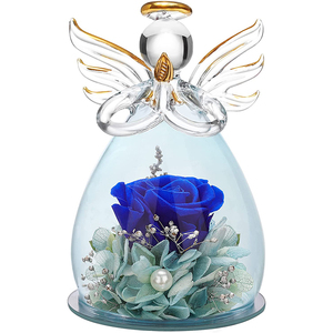 Vente en gros Hot Seller Fleurs éternelles pour toujours haut de gamme Roses éternelles préservées Fleurs immortelles en dôme de verre Figurine d'ange - Product Image 5