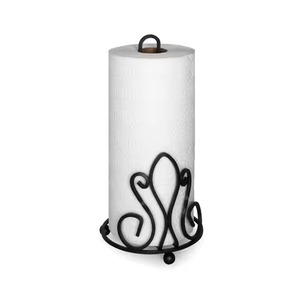 Porte-rouleau de papier de soie en fer artisanal pour décor de cuisine et de salle de bain porte-rouleau de papier serviette sur pied en argent - Product Image 2