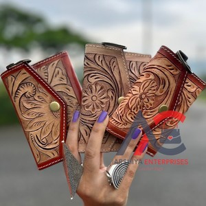 ผู้หญิงมือเครื่องมือแกะสลักกระเป๋าเงินเหรียญหนังสไตล์กระเป๋าสตางค์คลัทช์ขนาดเล็กหนังแท้คลัทช์ Unisex - Product Image 1