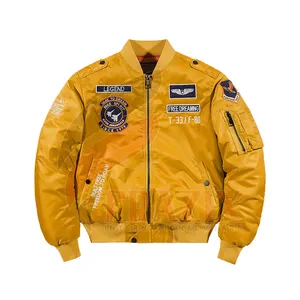 Kunden spezifische Jacke aus hochwertigem Satin-Seidenstoff Personalisieren Sie die taktische Satin-Bomber jacke