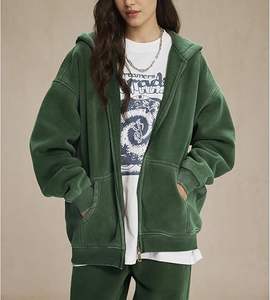 Sudaderas con capucha con cremallera de lavado ácido para hombre, ropa de calle de moda, diseño personalizado, chaquetas con capucha y cremallera, ropa de gimnasio Premium, proveedor OEM - Product Image 2