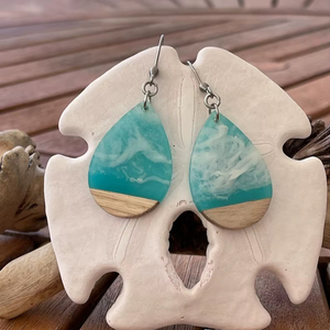 Premium Quality Handmade Resin <b>Teardrop</b> <b>Stud</b> <b>Earrings</b> | Vintage Traditional Art Jewelry for Women Party Wedding Decor - Product Image 1
