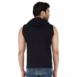 Men's Hipster Hip Hop <b>Sleeveless</b> <b>Hoodie</b> Winter Solid Pattern Drawstring Pocket Tanktop Plain Dyed Technique - Product Image 3
