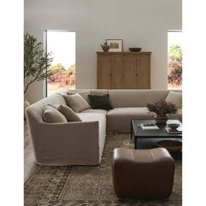 Lowell Chesterfield Sectional <b>Sofa</b> by Amber Lewis X Four Hands Genuine Leather Extendable Corner <b>Slipcover</b> <b>for</b> Home Furniture - Product Image 1