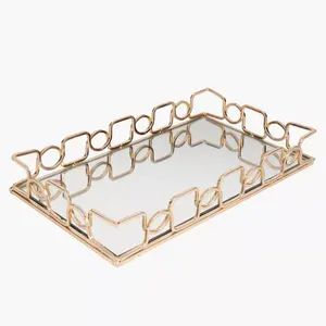 Luxury Golden <b>Mirror</b> <b>Vanity</b> Tray for Home Decor, Handcrafted Round Mirrored Serving Tray for Living Room and Bedroom - Product Image 4