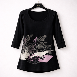 Tunique de plage confortable à imprimé moderne, style kurta, haut en coton imprimé, motif léopard, orné de strass - Product Image 1