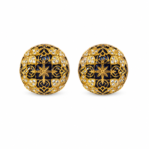 Boutons de manchette ronds en filigrane émaillé bleu marine faits à la main, en laiton plaqué or pour homme, cadeau de fiançailles ou d'anniversaire - Product Image 2