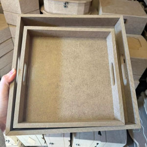 ถาดไม้ธรรมชาติพร้อมที่จับถาดไม้แฮนด์เมดแบบชนบทถาดสำหรับตกแต่งบ้าน - Product Image 1