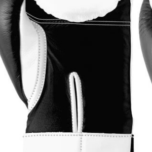 Gants de boxe professionnels en cuir blanc et noir, fermeture à velcro au poignet, gants d'entraînement et de sparring pour hommes et femmes - Product Image 4
