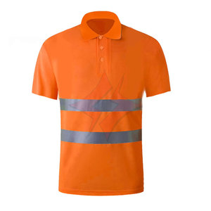 Polo de travail réfléchissant fluorescent haute visibilité orange, conforme à la norme ANSI classe 1, imperméable, avec logo personnalisé - Product Image 1