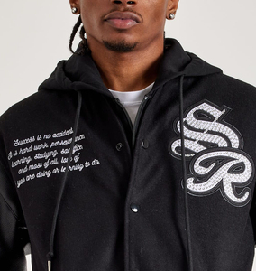 Best Quality Custom Embroidery Logo Baseball Letterman <b>Jacket</b> Man <b>Vintage</b> Black Leather Sleeve <b>Varsity</b> <b>Jacket</b> 2025 - Product Image 4