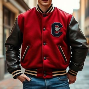 Custom Green Varsity Jacket con Add Logo, OEM Kids Design, Mangas de cuero, pedido a granel, hecho en Pakistán, MOQ bajo - Product Image 6