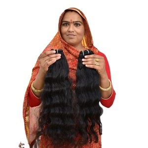 Extensiones de cabello humano indio, extensiones de cabello humano alineadas con cutícula de 8-32 pulgadas, sin químicos, al por mayor, 100% - Product Image 2