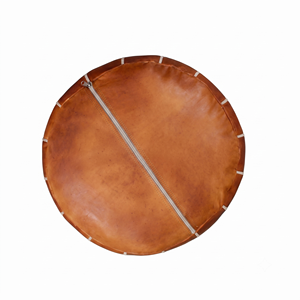 Wholesale Handcrafted Tan Brown Moroccan Leather Pouf Unstuffed Embroidered Round Floor Ottoman Footstool Cover multiple colors - Product Image 3