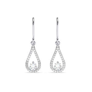 Compre Pendientes Colgantes de Plata de Ley 925 de Primera Calidad con Forma de Gota y Flor para Mujeres y Niñas, Pendientes Colgantes de Oro de 18k para Bodas - Product Image 1