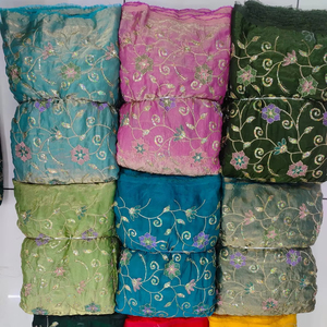 Tela de Georgette con Bordado Jacquard Colorido para Vestidos de Mujer, Ropa de Noche para Bodas, Bordado con Hilo de Nailon Suave - Product Image 1