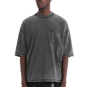 T-shirts en coton vintage lavés surdimensionnés pour hommes, design personnalisé, uni, poids lourd, unisexe - Product Image 1