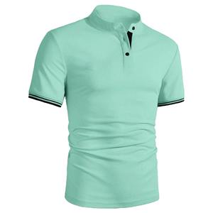 T-shirt décontracté pour homme, tricoté sur mesure, couleur unie, fin, sans boutons, manches courtes, grande taille, 100 % coton, anti-boulochage, haute qualité - Product Image 1