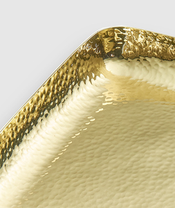 ถาดเสิร์ฟทองเหลืองทรงสี่เหลี่ยมดีไซน์แบบใช้ค้อนและขอบเสริม - Product Image 5