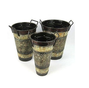 Juego de 3 macetas doradas antiguas hechas a mano puras con calidad extra buena a una tasa muy alta - Product Image 3