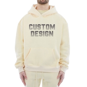 Sweat à capuche unisexe OEM 350 GSM en molleton de luxe, coupe oversize à épaules tombantes, en coton épais, sans cordon, style streetwear - Product Image 5